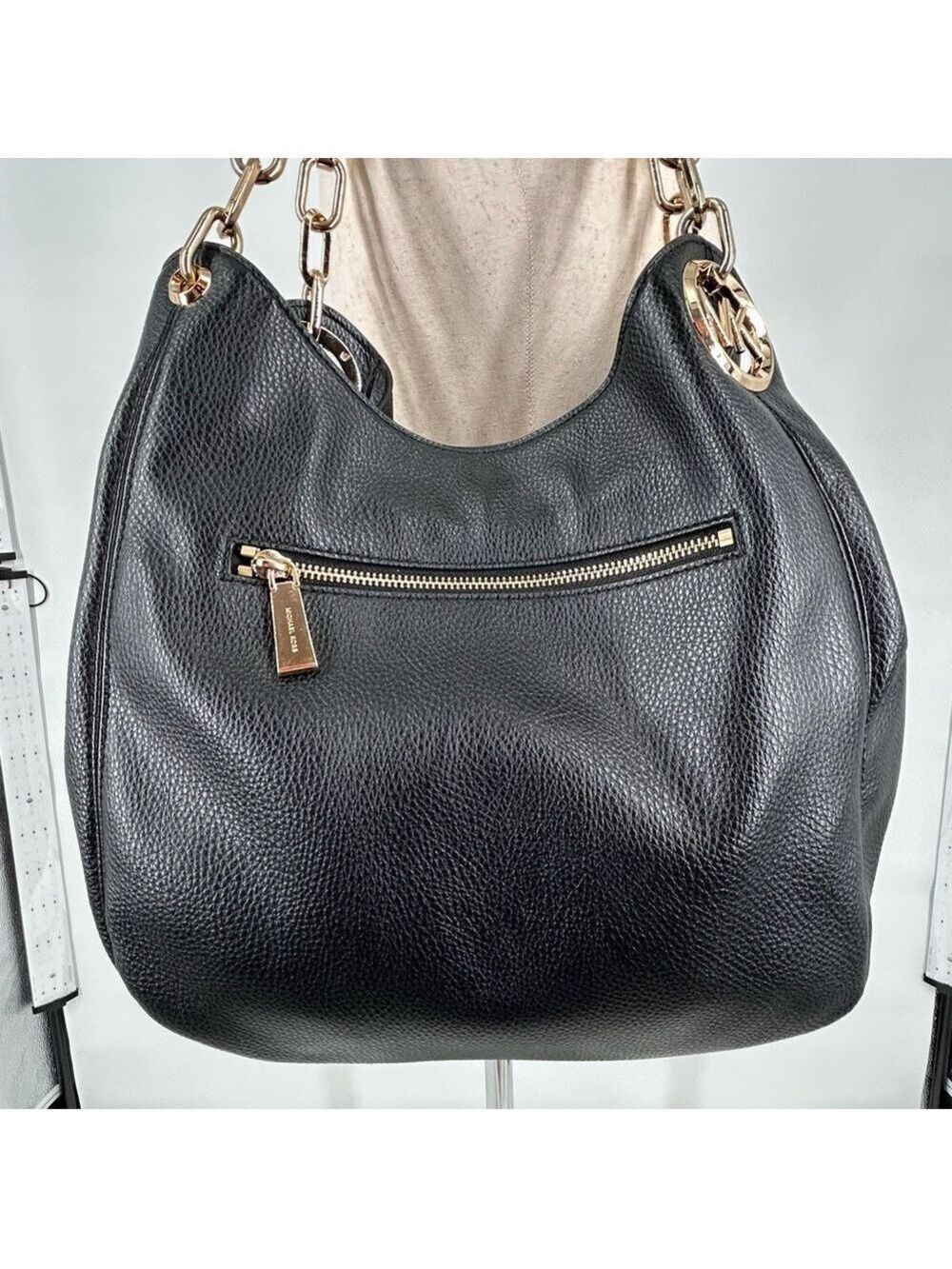 Michael Kors Lillie Large Black Pebbled Leather Shoulder Bag - Picture 4 of 16